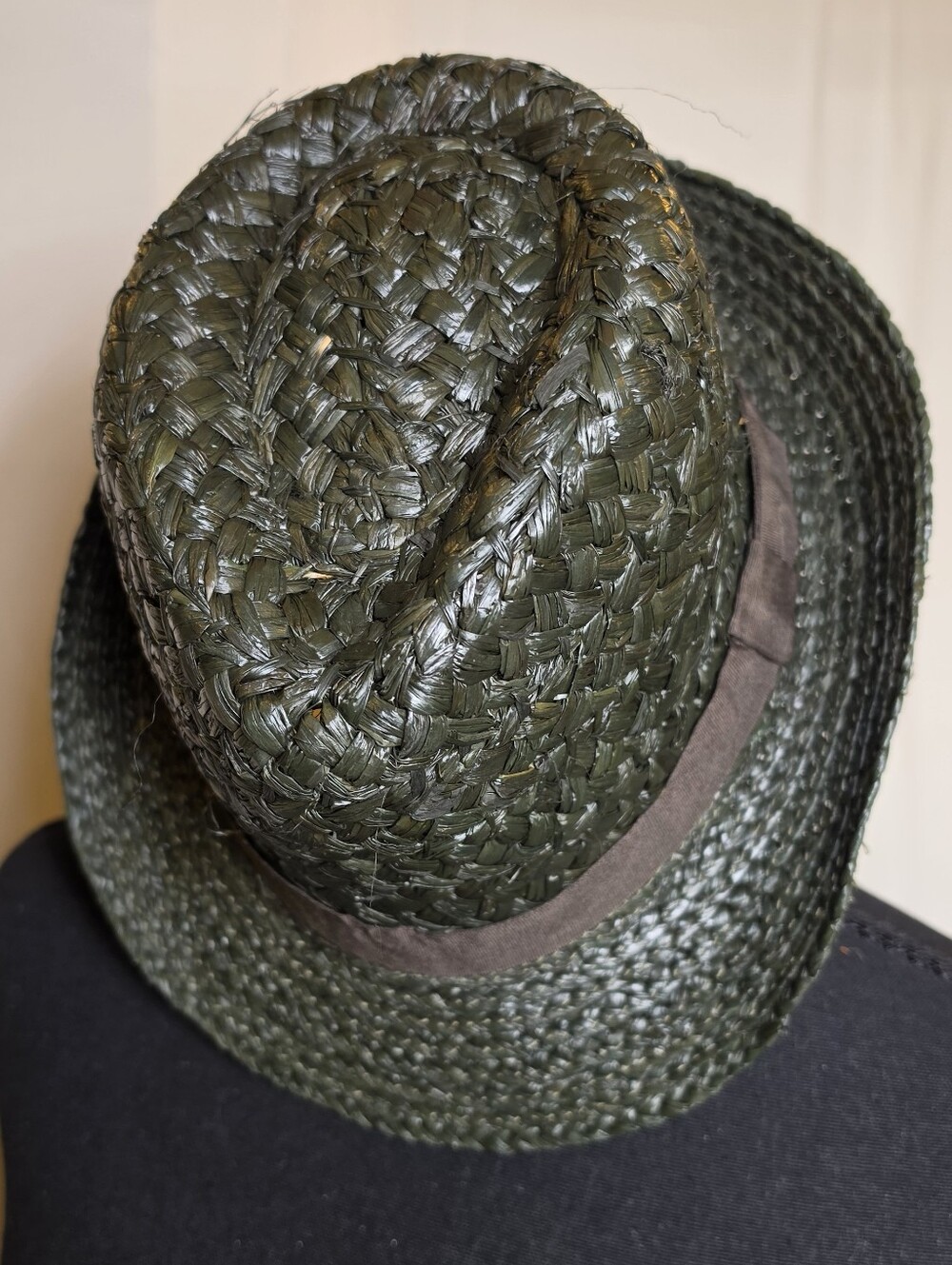 NWT Banana Republic Black Raffia Straw Fedora Hat Size S/M